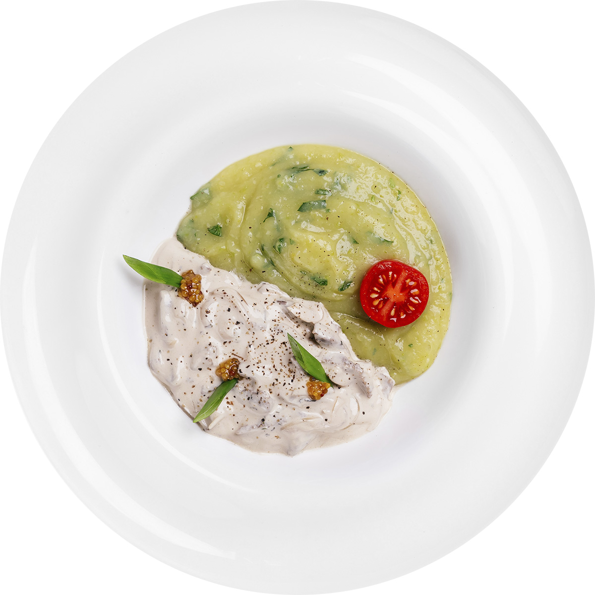 Бефстроганов с овощным пюре